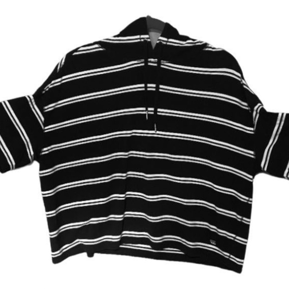 Calvin Klein Performance Black & White Stripe Hooded Top Small - Picture 5 of 6